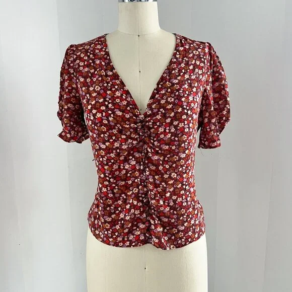 Madewell Silk Button-Sleeve Top in Spring Prairie - Picture 4 of 5